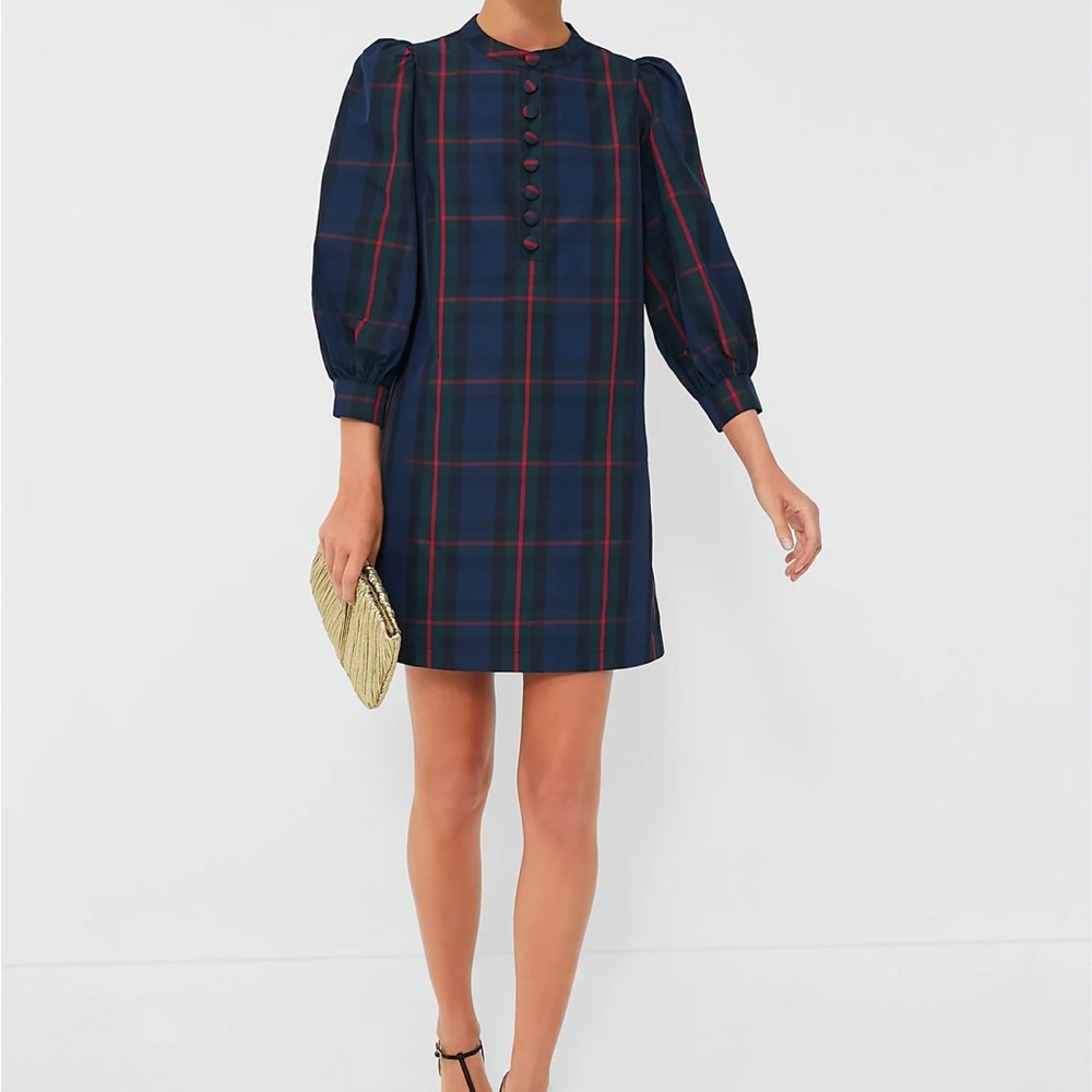 Tuckernuck Navy Plaid Mini Dress